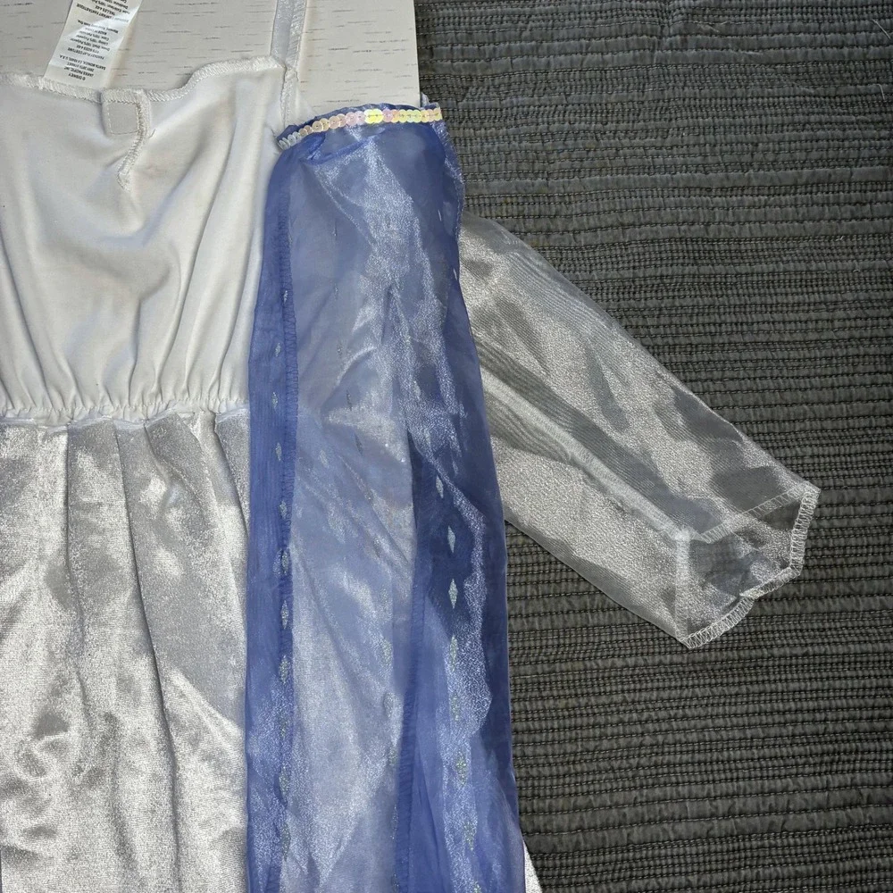 Disney Frozen II Elsa Snow Queen Dress Girls Costume Blue White Sequins Gown